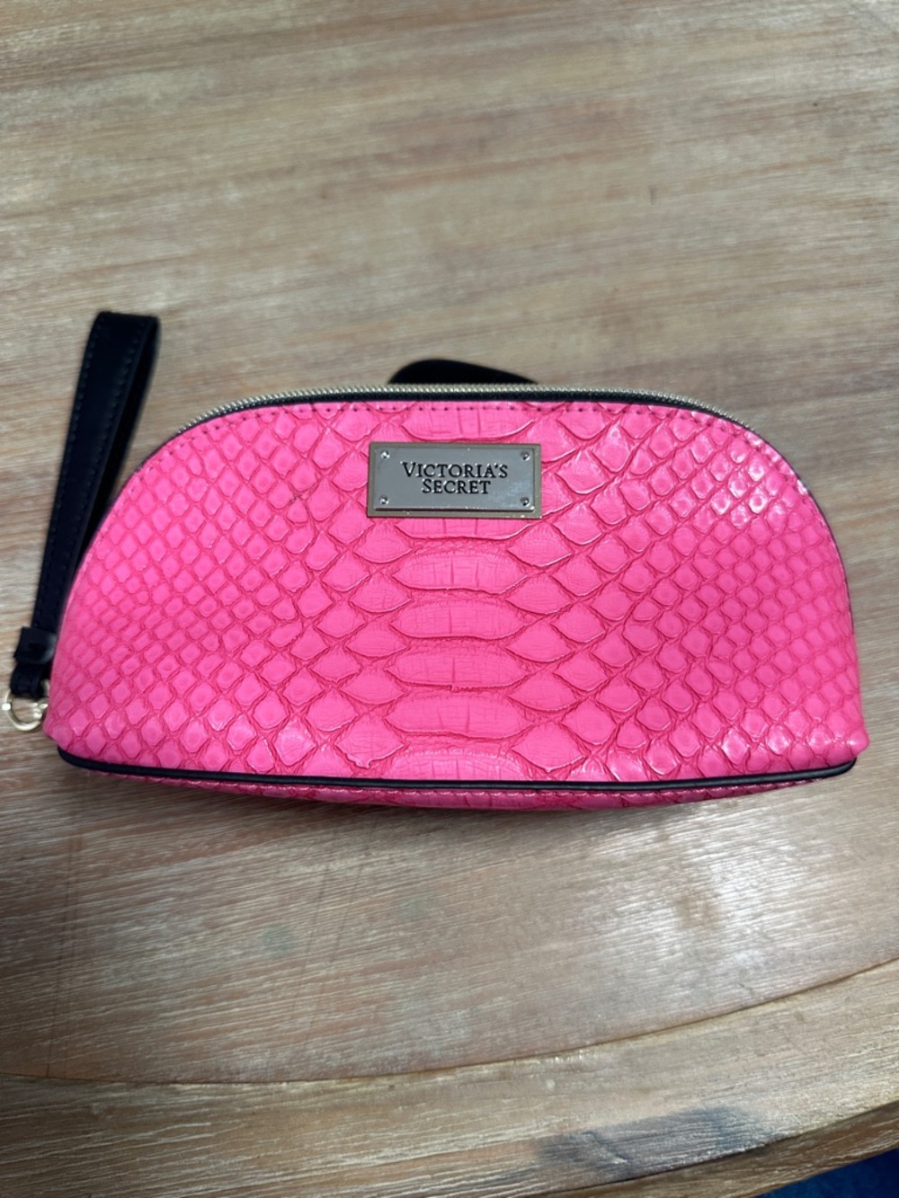 Victoria's Secret Hot Pink Snake-Embossed Cosmetic Wristlet